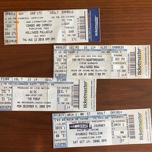 Concert Ticket Stubs: Tom Petty, AC/DC, Journey, Def Leppard, Porcupine Tree